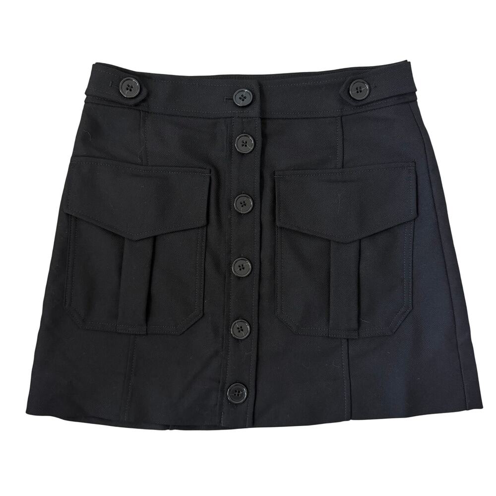 NWT Banana Republic Black Wool Cargo Skirt Sz 8